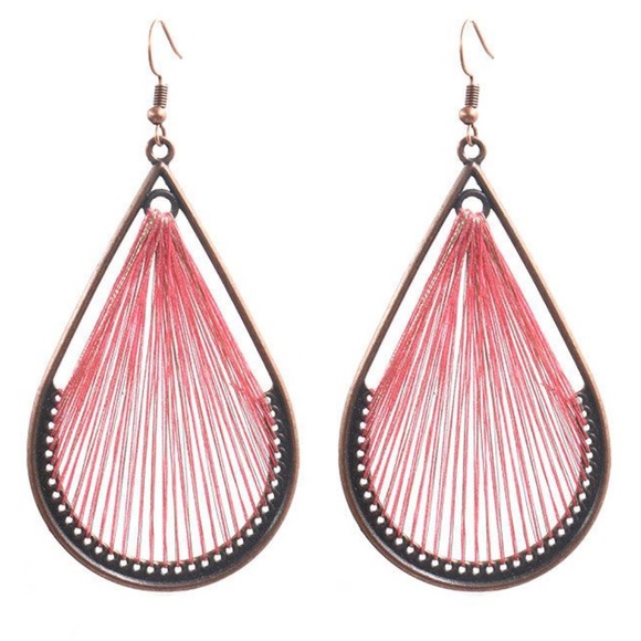 **ALISE* Red Drop Shaped Fashion Earrings - Picture 1 of 4